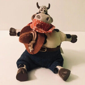 Vintage Russ Berrie Cowpokes Kathleen Kelly Ceramic Bean Bag  Cow